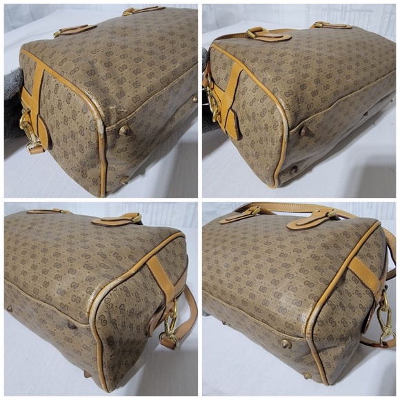 Authentic GUCCI Vintage Micro GG Canvas Boston Bag Beige/Brown - Picture 13 of 14